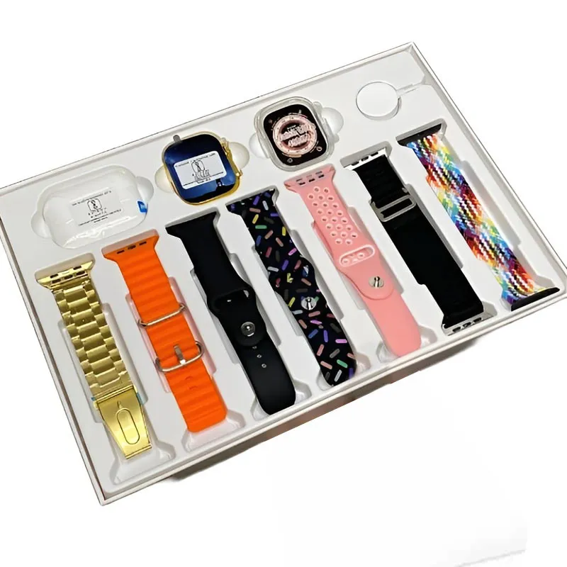 Montre Connectée i20 Ultra Max 10En1 + Airpods + 7 Ceintures Gold