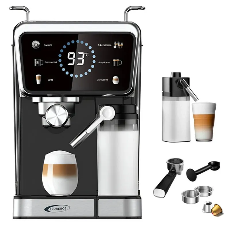 Machine à café Florence HK429 - Expresso et Nespresso - 1350 Watts - 1.5 Litres - Support capsules cadeau