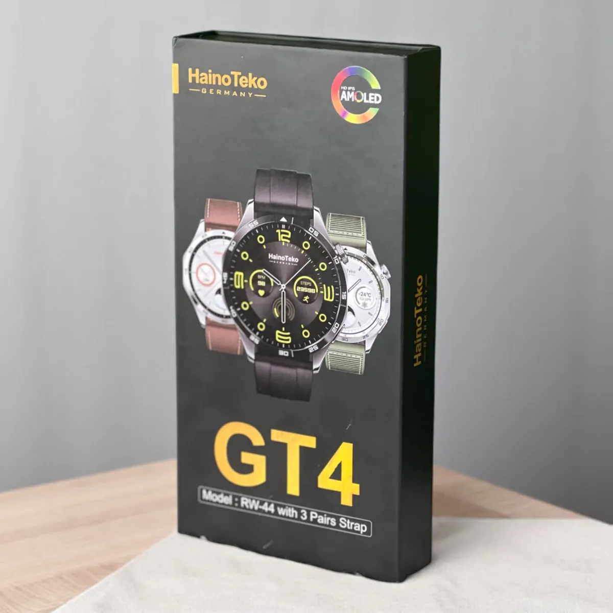 Smartwatch HainoTeko GT4 (RW-44) - 3 Bracelets - Écran AMOLED - Noir